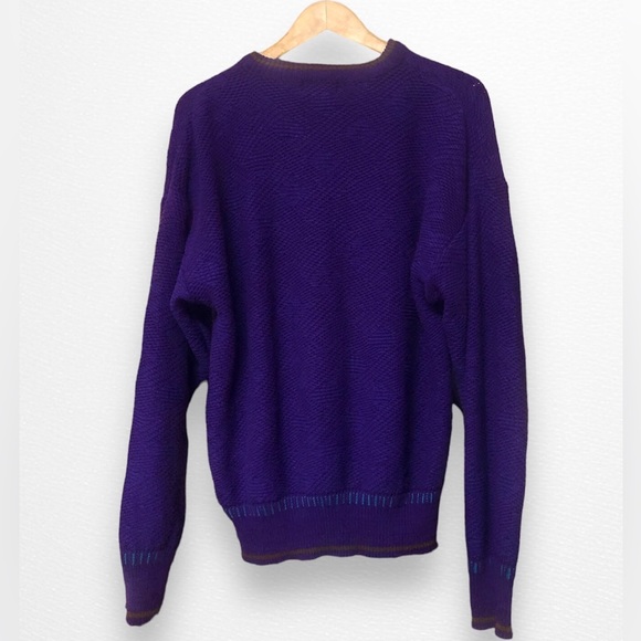 Vintage 90’s Colors By Alexander Julian Purple Crewneck Sweater Large - Picture 5 of 6